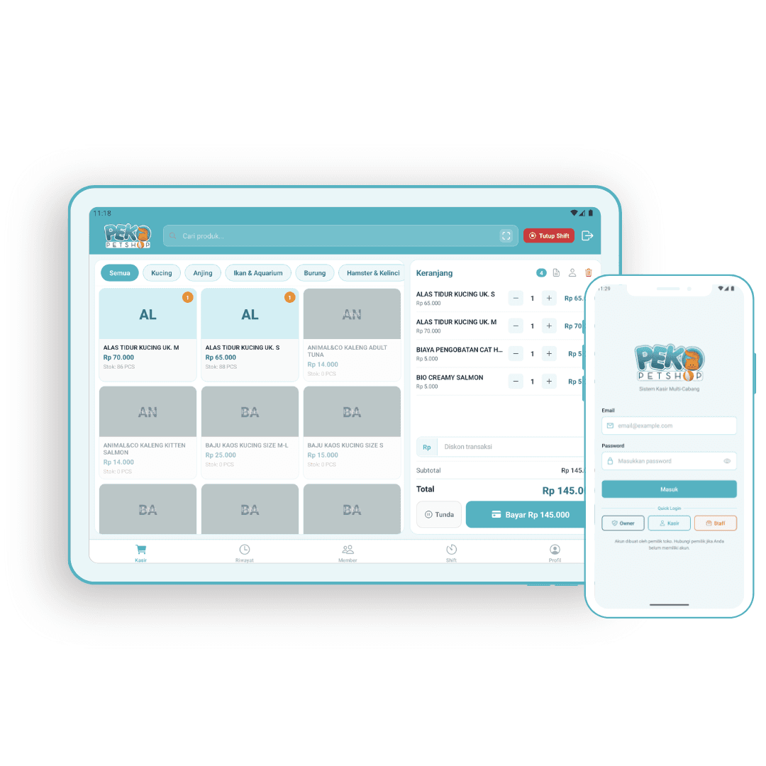 Qasio Kasir Peko Petshop — Kasir Retail